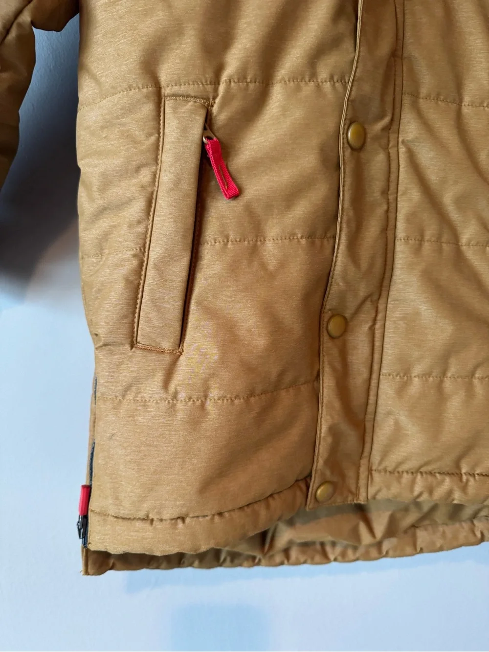 L.L. Bean Toddler Boy Tan Sherpa Fleece Lined Puffer Hooded Jacket Coat Size 4T